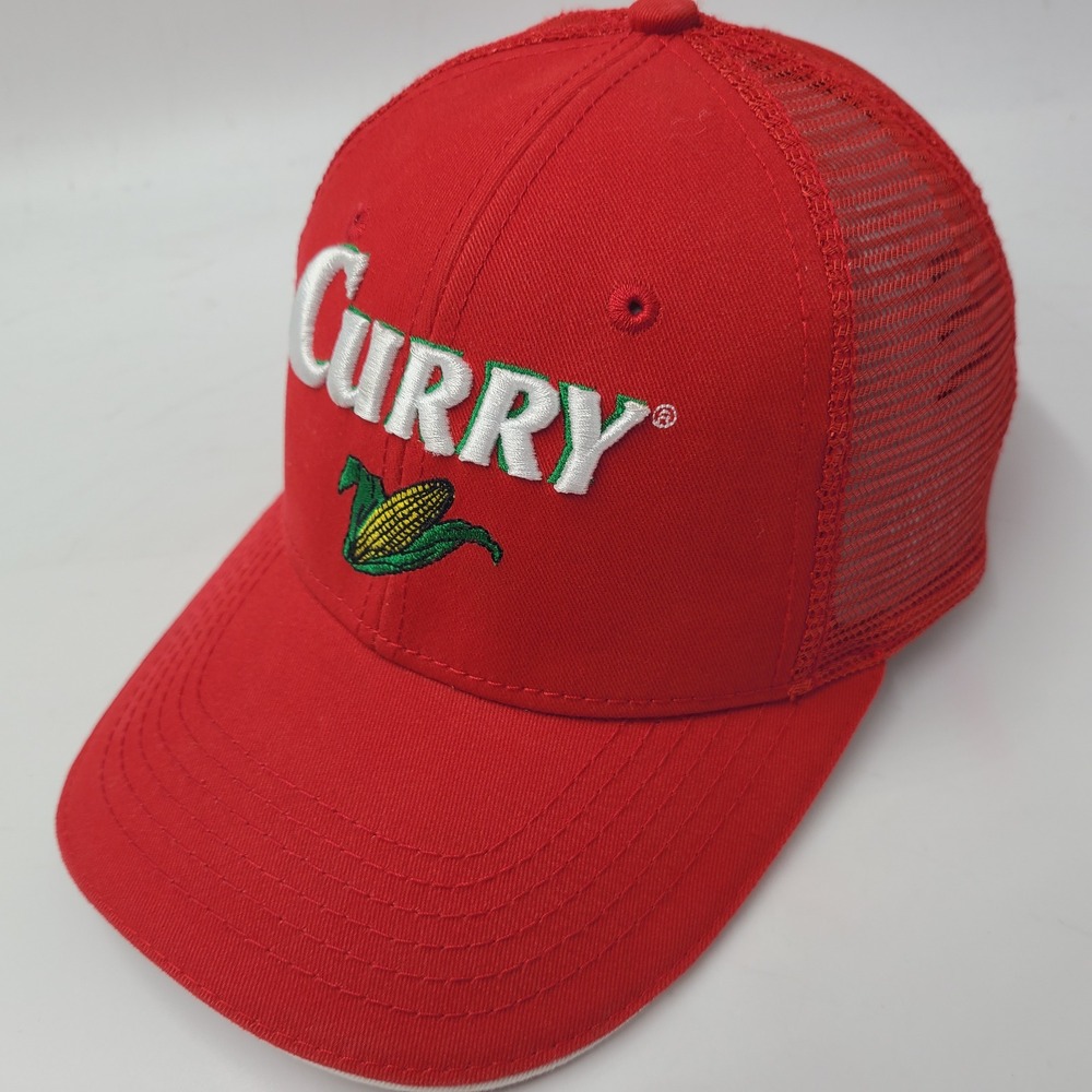 Curry Hat Adjustable Trucker Mesh Red Corn Seed Farm Company Agriculture Men
